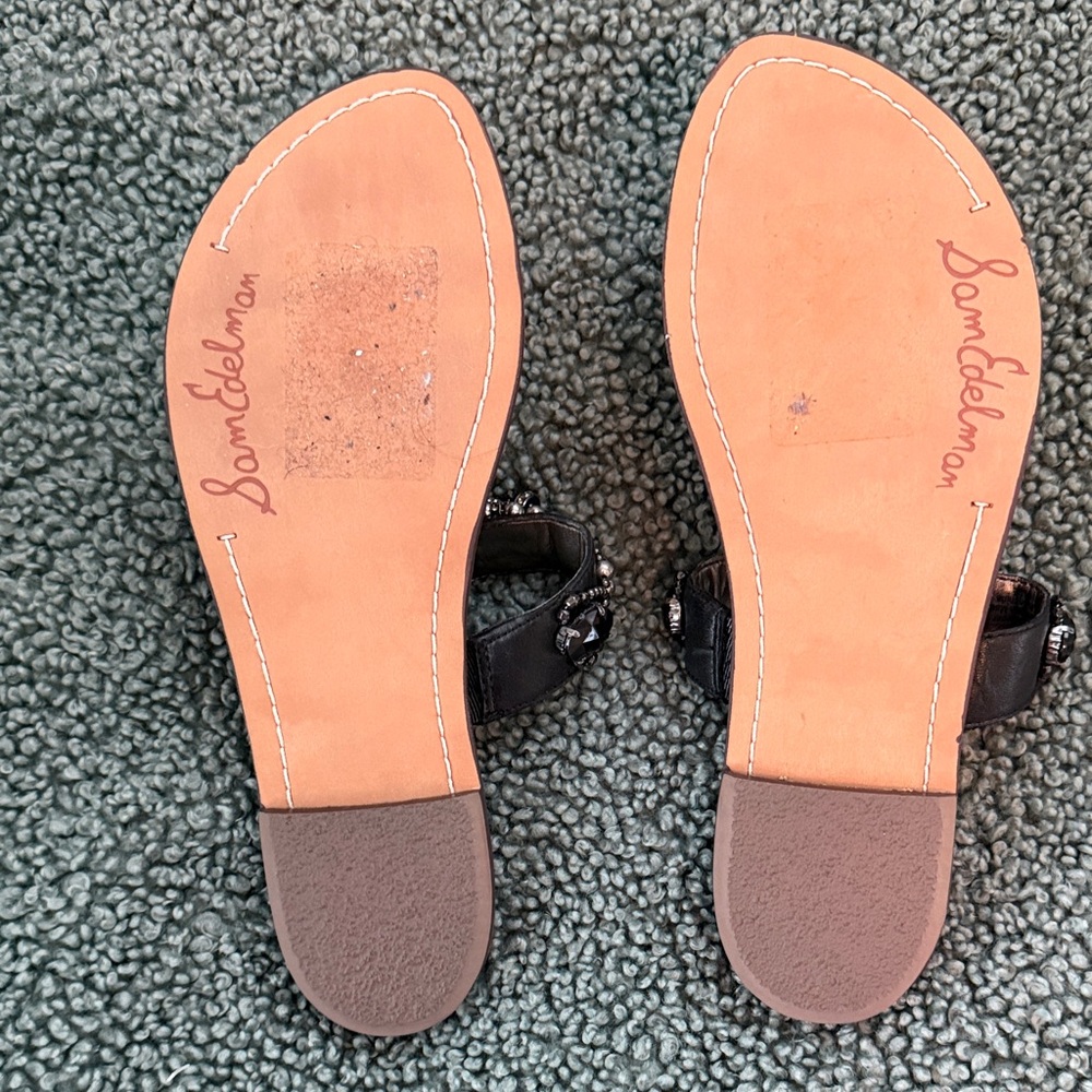 NWOT Sam Edelman Black Embellished Slide Sandals - Picture 5 of 6